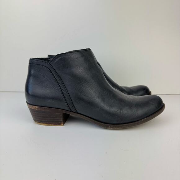 Lucky Brand Barstyn Black Leather Round Toe Ankle Booties Womens Sz 9.5 - Picture 5 of 16